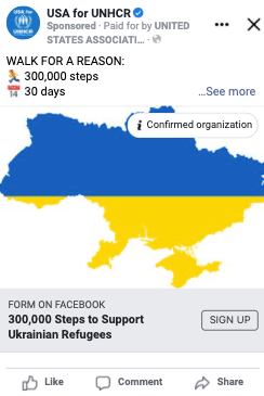 One of the UNHCR’s top performing Facebook ads used in the challenge