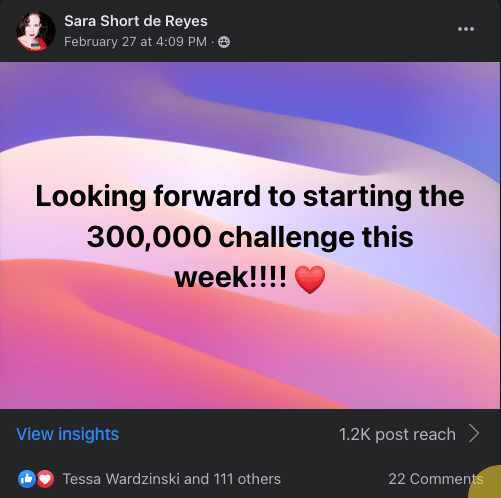 One of the most engaged posts in the ‘300,000 Steps for Families Fleeing Ukraine’ Facebook group