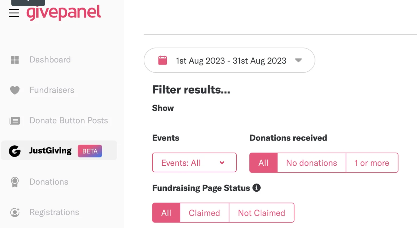 JustGiving blog - update - filter claimedunclaimed fundraisers