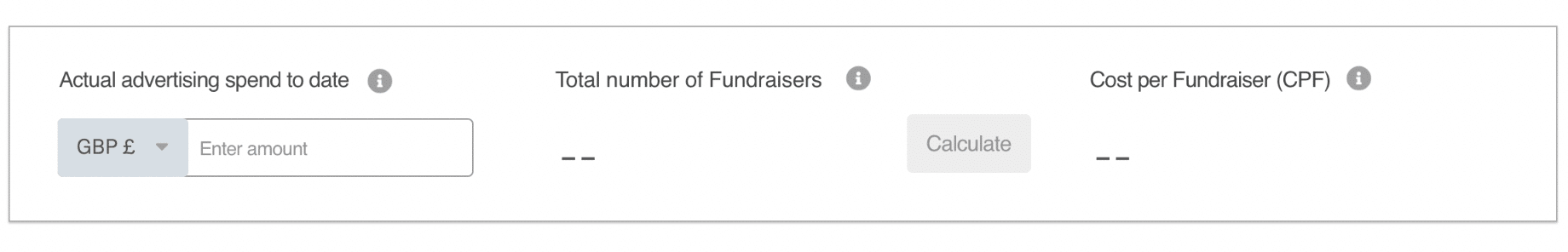 Screenshot showing dashboard calculator